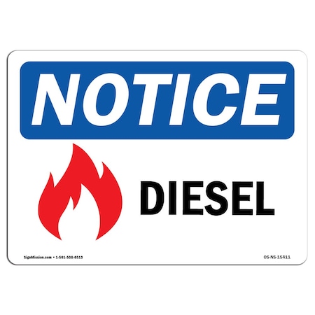 Signmission OSHA Notice Sign, 18" H, 24" W, Rigid Plastic, NOTICE Diesel Sign, Landscape, 1824-L-15411 OS-NS-P-1824-L-15411